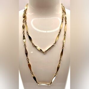 Vintage Signed Sarah Cov Gold Tone Classic Linked Necklace Minimalist Style